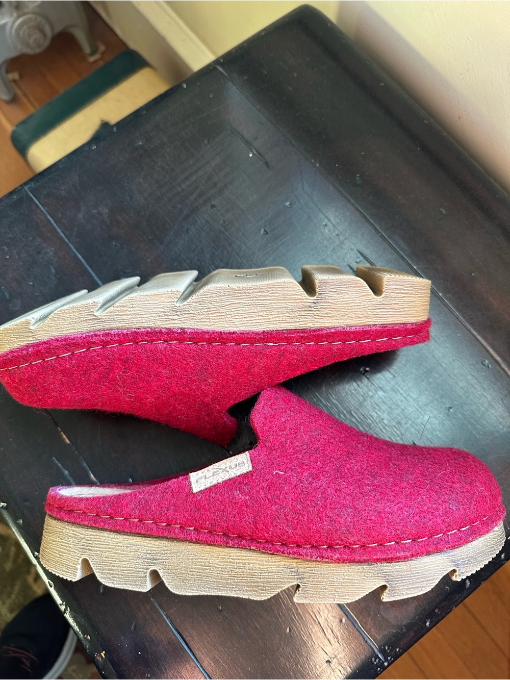 Flexus by Spring Step Cloggish Wool Felt Platform Clogs Slippers Red 38 US 7.5 - Picture 7 of 9